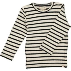 Mens Long Sleeve Tee Cream/black Stripe