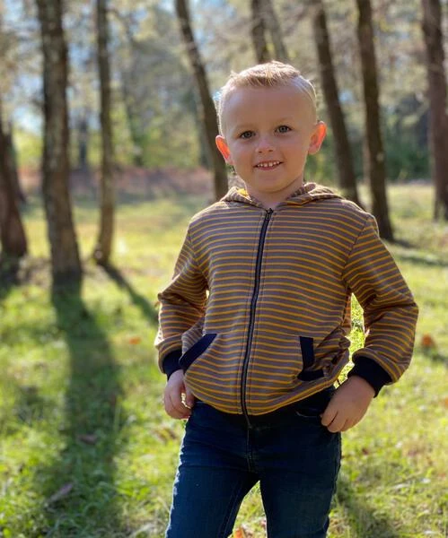 PARSONS Rust/brown Striped Zipped Hooded Top 2 PARSONS Rust/brown Striped Zipped Hooded Top - Image 2