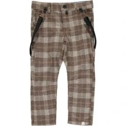 Brown Plaid Pants With Removable Braces
