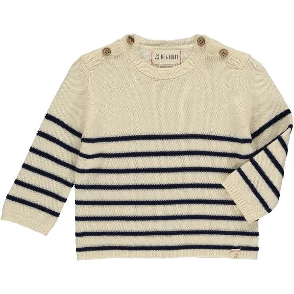 BRETON Cream/Navy Stripe Baby Sweater 1 BRETON Cream/Navy Stripe Baby Sweater