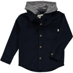 ERIN Navy Cord Hooded Woven Shirt