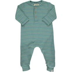 MASON Blue/White Multi Striped Rib Romper