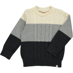 CHESNEE Grey/Cream Chunky Sweater