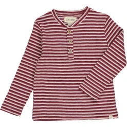 ADAMS Burgundy Ribbed Henley Stripe