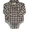 JASPER Cream/black/grey Plaid Woven Onesie