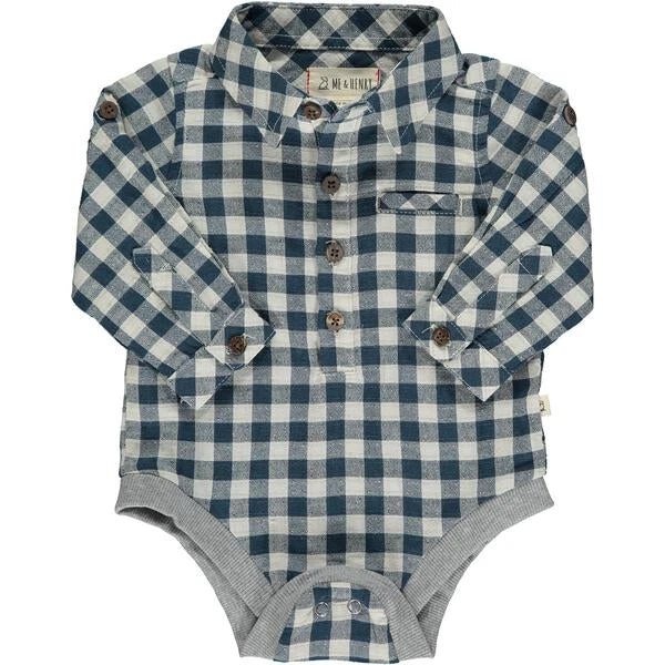 JASPER Navy Plaid Woven Onesie 1 JASPER Navy Plaid Woven Onesie
