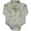 Green Plaid With Navy Stripe Woven Onesie
