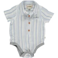 HELFORD Blue/Cream Stipe Woven Onesie