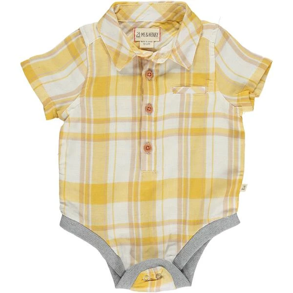 HELFORD Gold Plaid Woven Onesie 1 HELFORD Gold Plaid Woven Onesie