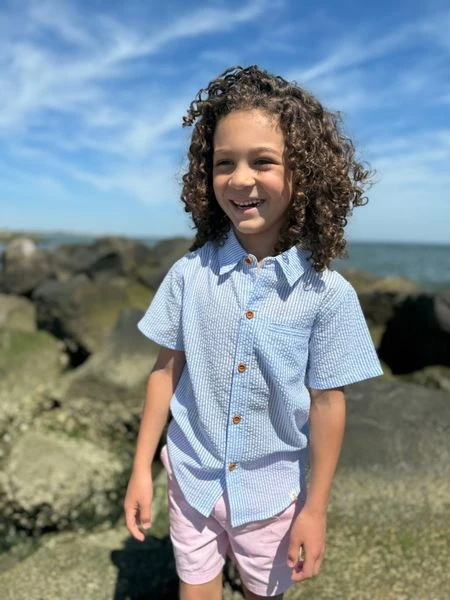 NEWPORT Blue Stripe Seersucker Woven Shirt 2 NEWPORT Blue Stripe Seersucker Woven Shirt - Image 2