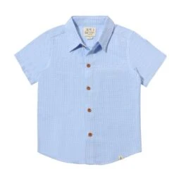 NEWPORT Blue/White Micro Plaid Woven Shirt