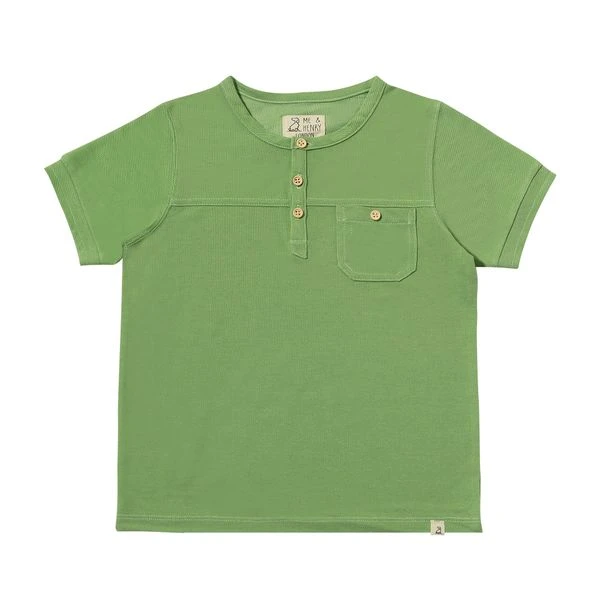 BOARDWALK Green Pique Henley Tee 1 BOARDWALK Green Pique Henley Tee