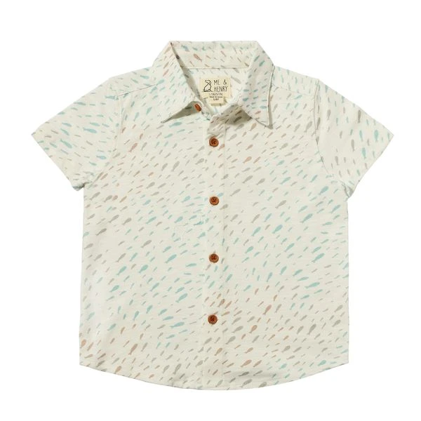 TILLER Natural/Aqua Fish Printed Jersey Shirt 1 TILLER Natural/Aqua Fish Printed Jersey Shirt