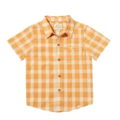 NEWPORT Tangerine/Grey Plaid Woven Shirt