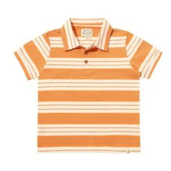 FLAGSTAFF Tangerine/White/Grey Stripe Polo