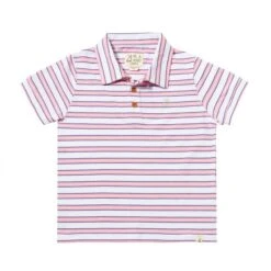 SHIPPING Pink/Navy/White Stripe Pique Polo
