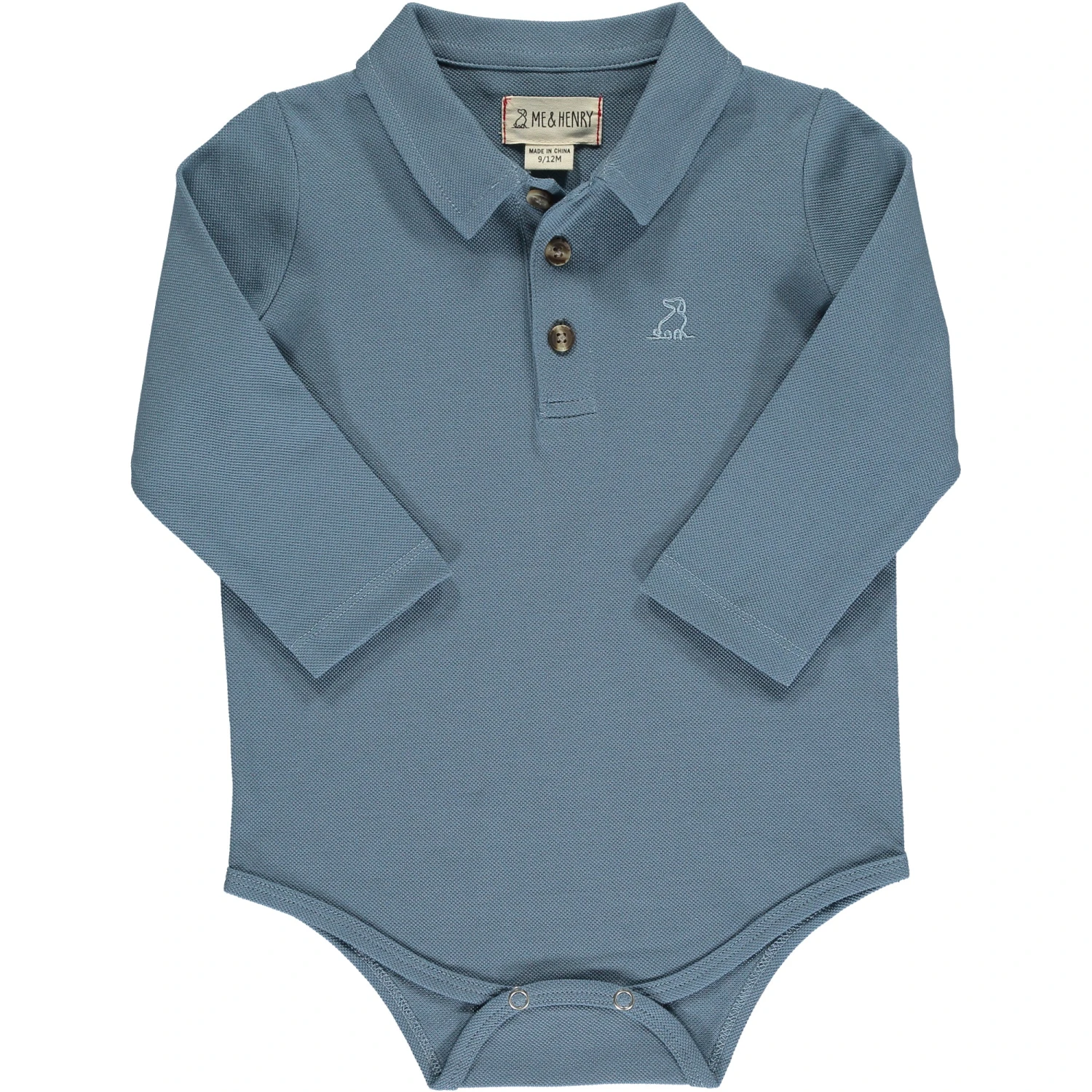 SEYMOUR China Blue Pique Polo Onesie 1 SEYMOUR China Blue Pique Polo Onesie