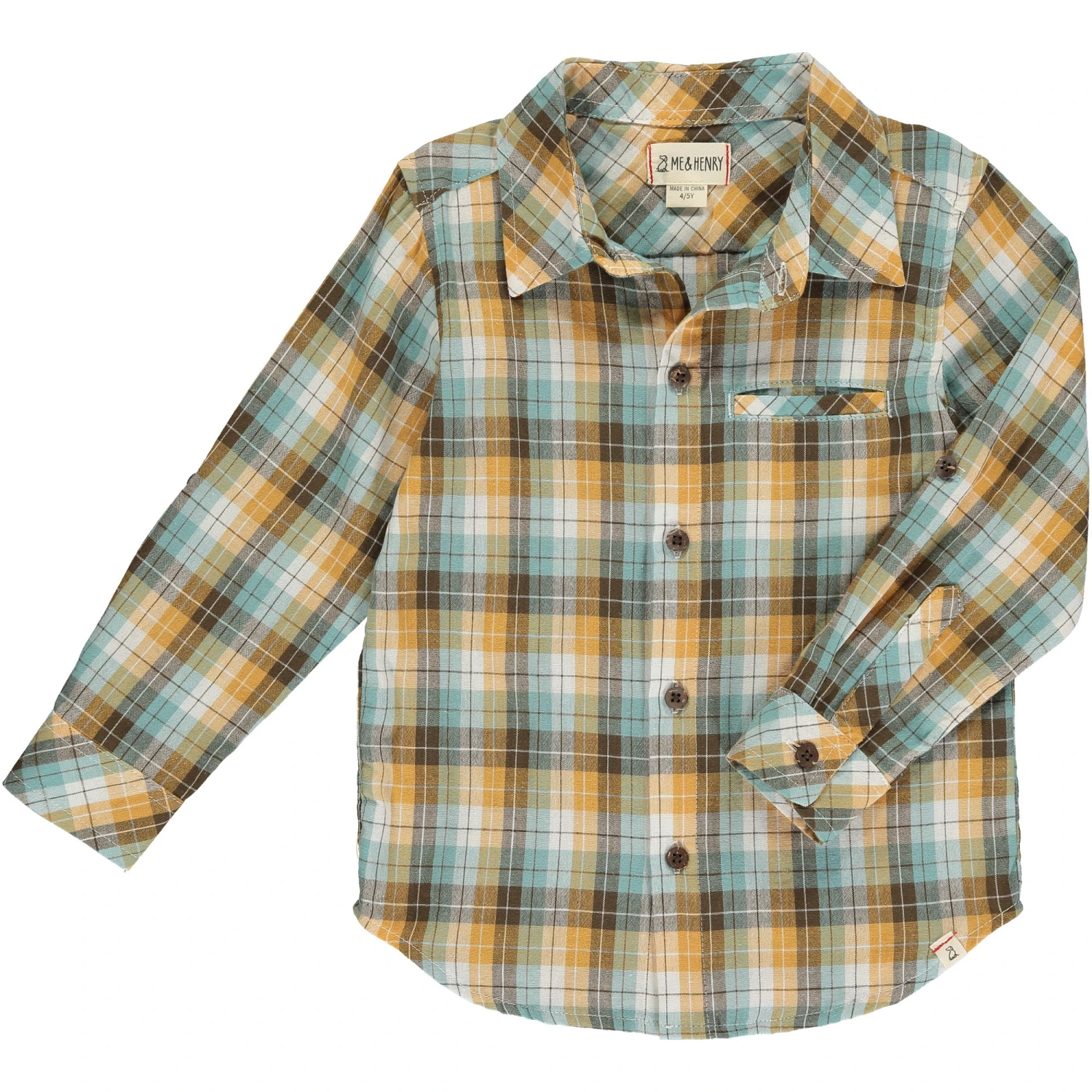 ATWOOD Tan/Brown/Blue Plaid Woven Shirt 1 ATWOOD Tan/Brown/Blue Plaid Woven Shirt