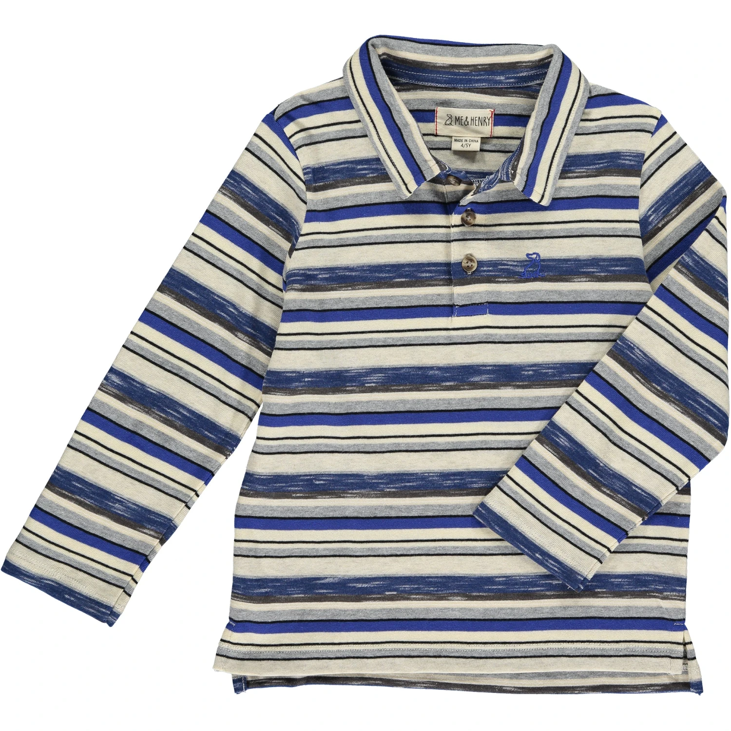 SUMTER Blue/Cream/Brown StripePique Polo 1 SUMTER Blue/Cream/Brown StripePique Polo