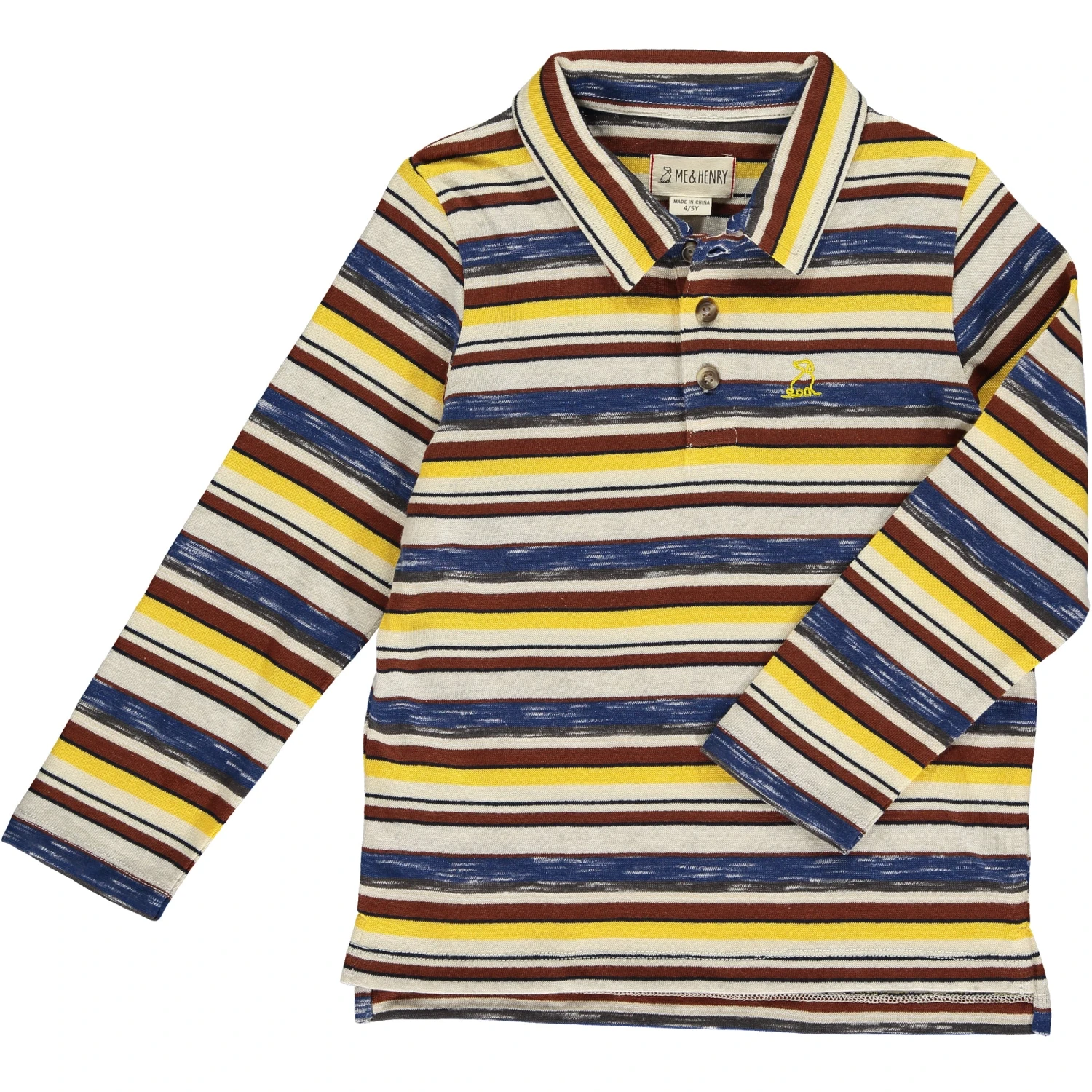SUMTER Gold/Brown/Blue Stripe Pique Polo 1 SUMTER Gold/Brown/Blue Stripe Pique Polo