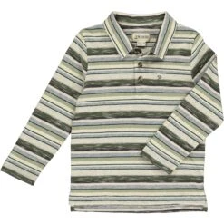 SUMTER Sage/Cream/Brown Stripe Pique Polo