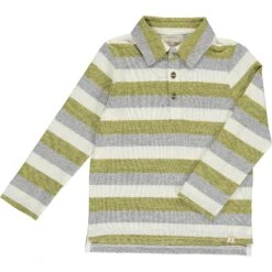 HARRY Green/Grey/White Stripe Knitted Polo