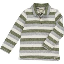 HARRY Sage/Grey/White Stripe Knitted Polo