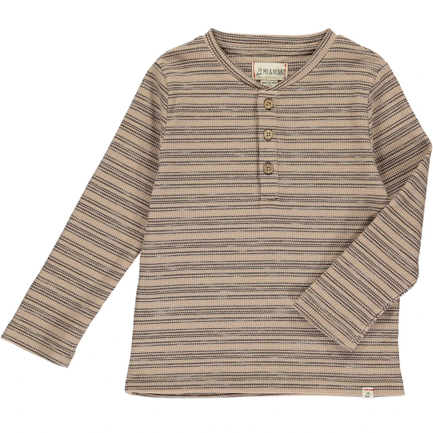 ADAMS Brown/Cream Stripe Ribbed Henley 1 ADAMS Brown/Cream Stripe Ribbed Henley