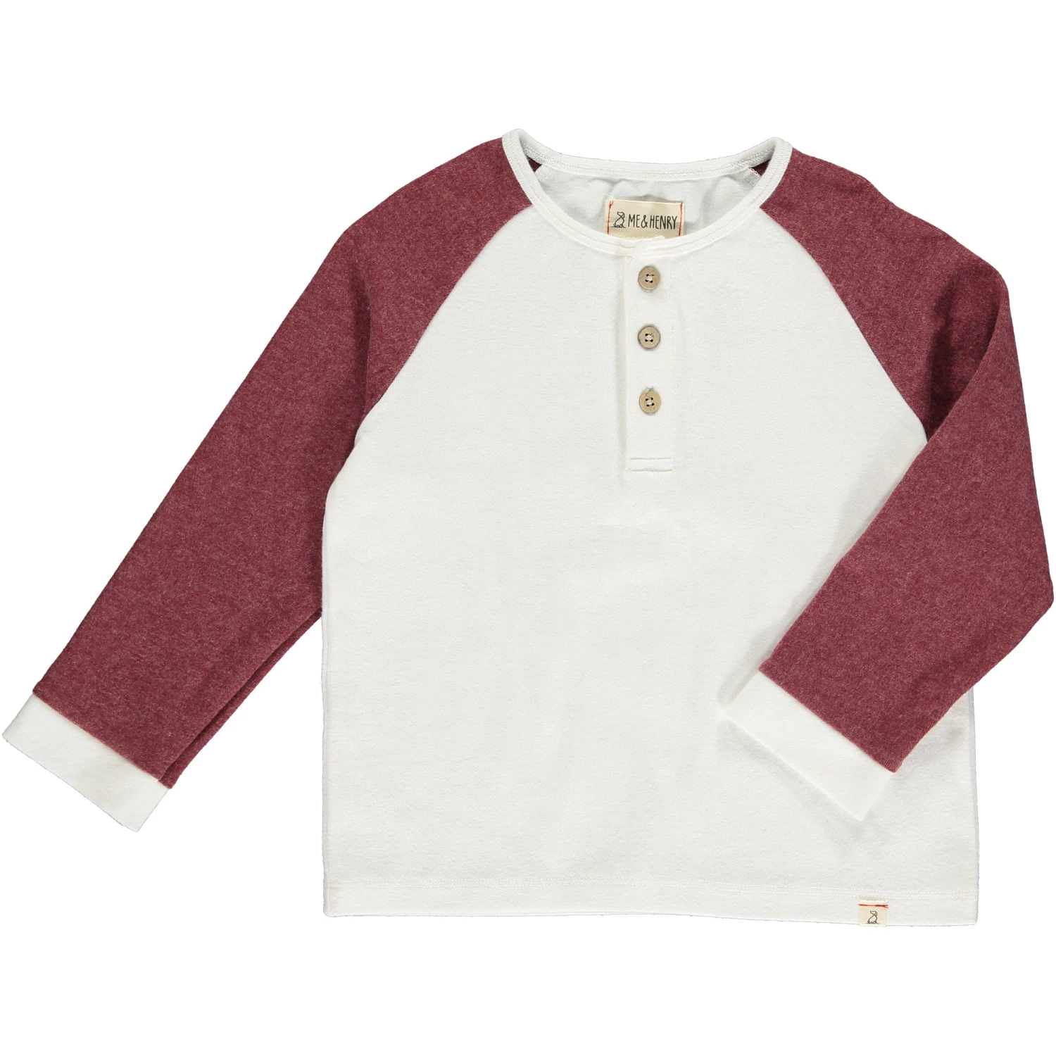 LUGOFF White With Burgundy Arms Raglan Tee 1 LUGOFF White With Burgundy Arms Raglan Tee
