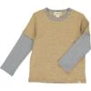 CAMERON Gold/Beige Stripe Mock Sleeve Tee