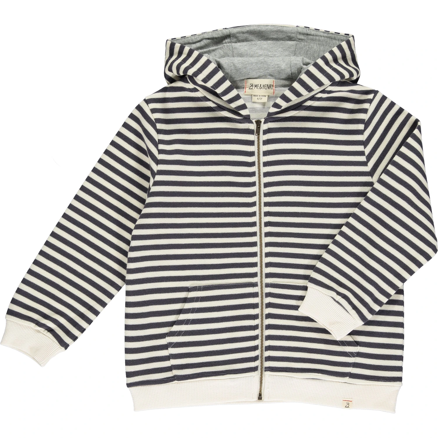 PARSONS Brown/Cream Pique Stripe Zipped Hooded Top 1 PARSONS Brown/Cream Pique Stripe Zipped Hooded Top