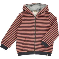 PARSONS Pumpkin/Brown Pique Stripe Zipped Hooded Top