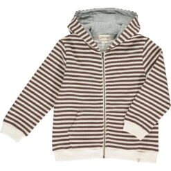 PARSONS Tan/Cream Pique Stripe Zipped Hooded Top
