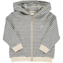 JAMES Blue/Beige Stripe Zipped Hooded Top