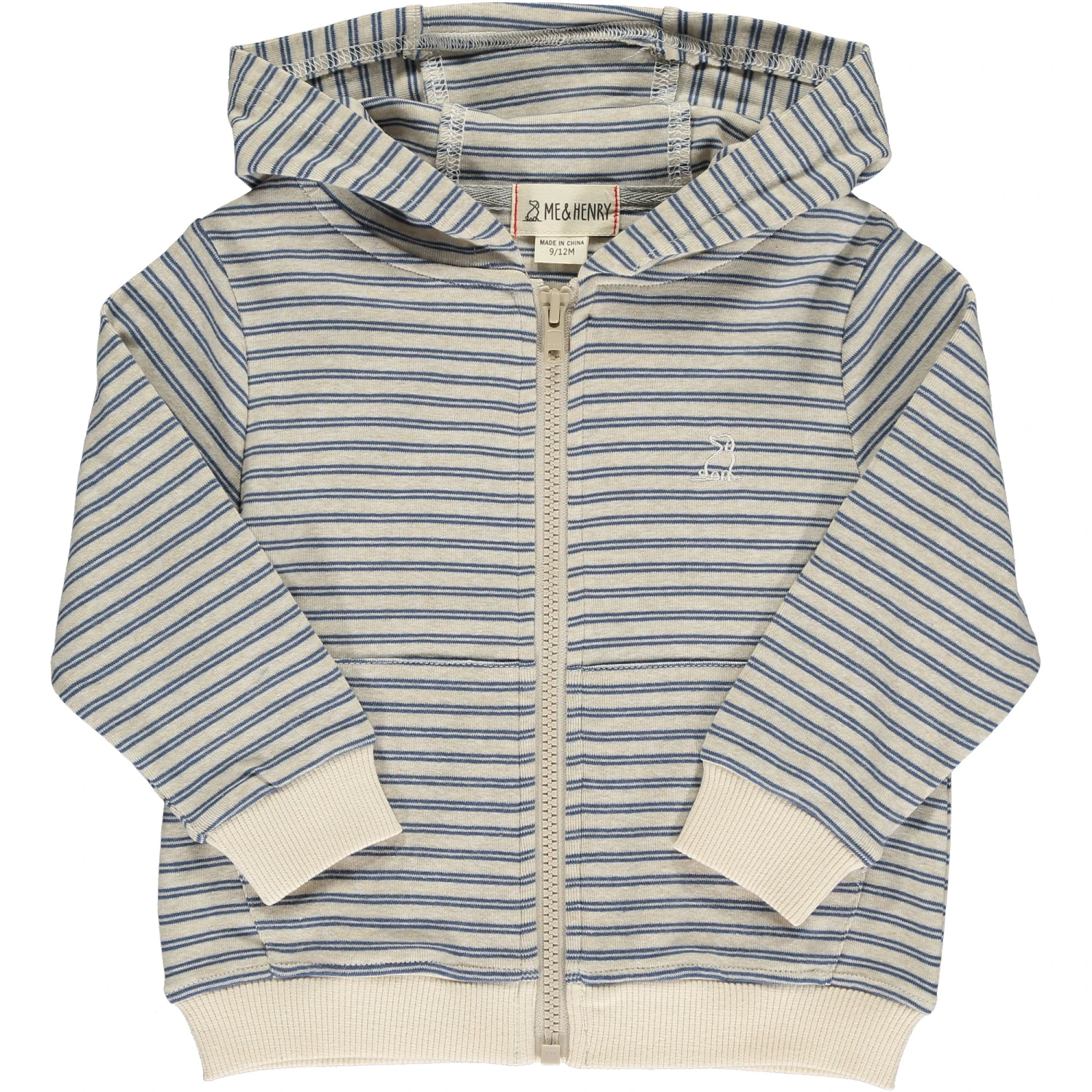 JAMES Blue/Beige Stripe Zipped Hooded Top 1 JAMES Blue/Beige Stripe Zipped Hooded Top