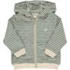 Green/Cream Cosy Stripe JAMES Zipped Hooded Top
