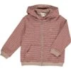 JAMES Red/Beige Cosy Stripe Zipped Hooded Top