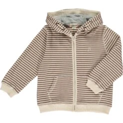 JAMES Tan/Beige Cosy Stripe Hooded Top