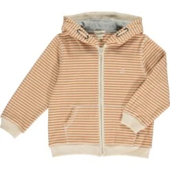 JAMES Pumpkin/Cream Cosy Stripe Hooded Top
