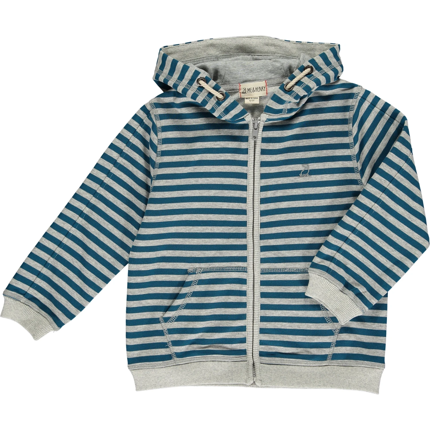 JAMES Grey W/ Blue Stripe Hooded Top 1 JAMES Grey W/ Blue Stripe Hooded Top