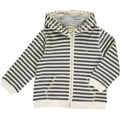 JAMES Grey Stripe Hooded Top
