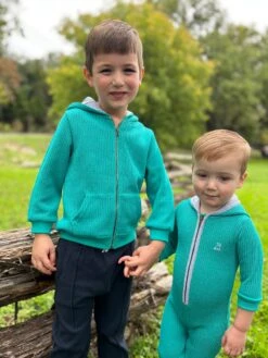 BLAINE Turquoise Hooded Knit Romper -Me & Henry HB1173AHB1341AHB1323A