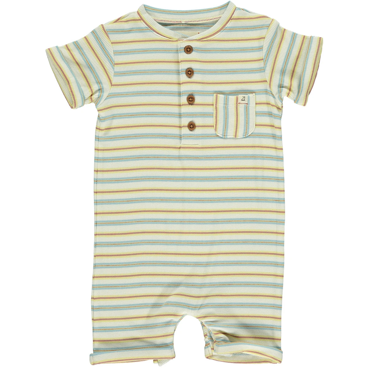 CAMBORNE Blue/Lemon/White Ribbed Henley Romper 1 CAMBORNE Blue/Lemon/White Ribbed Henley Romper