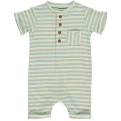 CAMBORNE Beige/Lime/Grey Ribbed Henley Romper