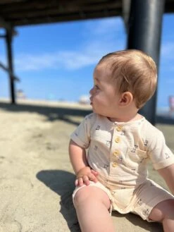 MARTINGALE Cream Henley Henry Romper -Me & Henry HB1207A 1