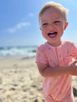 MARTINGALE Coral Henley Henry Romper -Me & Henry HB1207D 2