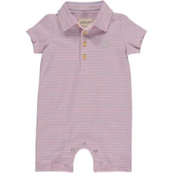 DRIFT Pink/Lilac Stripe Pique Polo Romper