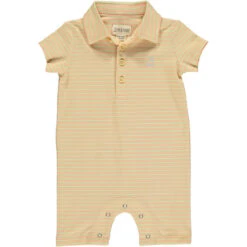 DRIFT Peach/Green Stripe Pique Polo Romper