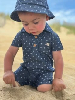 SANDY Chambray Anchor Romper -Me & Henry HB1209MHB1233G 1