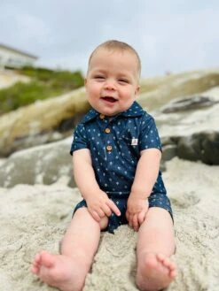 SANDY Chambray Anchor Romper -Me & Henry HB1209M HB1288E 1